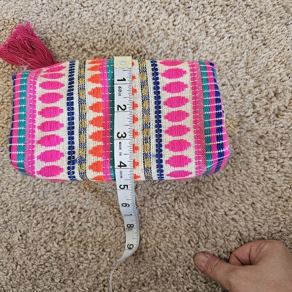 Woven Contrast Colorful Boho Makeup Bag - Picture 5 of 5